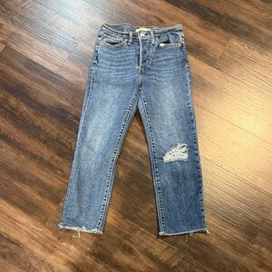 Levi's Blue Distressed Wedgie Straight Leg Jeans